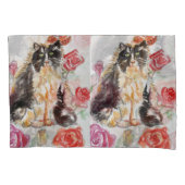 Tuxedo Kat Leuke Rozen Bloemen Katten Waterverf Ro Kussensloop (Voorkant)