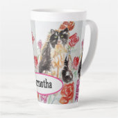 Tuxedo Kat Leuke Rozen Bloemen Katten Waterverf Ro Latte Mok (Rechterhoek)