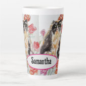 Tuxedo Kat Leuke Rozen Bloemen Katten Waterverf Ro Latte Mok (Voorkant)