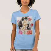 Tuxedo Kat Leuke Rozen Bloemen Katten Waterverf Ro T-shirt (Voorkant)