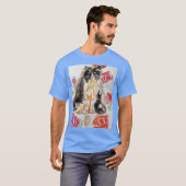 Tuxedo Kat Leuke Rozen Bloemen Katten Waterverf Ro T-shirt (Voorkant volledig)