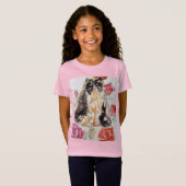 Tuxedo Kat Leuke Rozen Bloemen Katten Waterverf Ro T-shirt (Voorkant volledig)