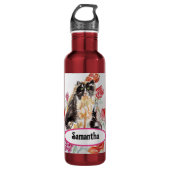 Tuxedo Kat Leuke Rozen Bloemen Katten Waterverf Ro Waterfles (Voorkant)