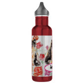 Tuxedo Kat Leuke Rozen Bloemen Katten Waterverf Ro Waterfles (Links)