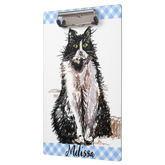 Tuxedo Kat Leuke Tekening Zwart en Wit Katten Meis Klembord (Links)