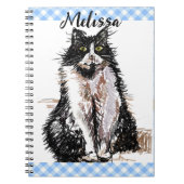 Tuxedo Kat Leuke Tekening Zwart en Wit Katten Meis Notitieboek (Voorkant)