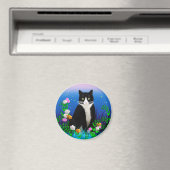 Tuxedo Kat met Bloemen Magnet (Insitu (Vaatwasser))