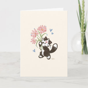 Tuxedo Kat met Bloemen - Maurice Kaart