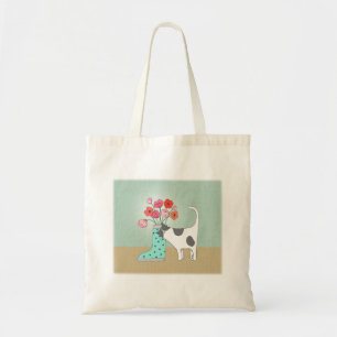 Tuxedo Kat met Bloemen Schattige Kat Liefhebber Ku Tote Bag