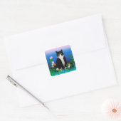 Tuxedo Kat met Bloemen Stickers (Envelop)