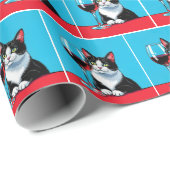 Tuxedo Kat Met Glas Rode Wijn Cadeaupapier (Rol Hoek)