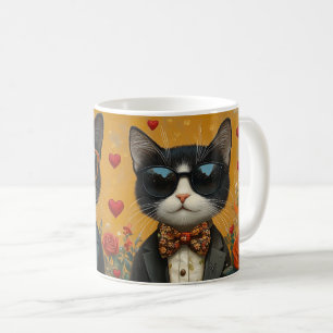 Tuxedo Kat met Hart Rozen Valentijnsdag Koffiemok