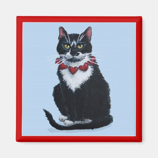 Tuxedo kat met harten magneet (Voorkant)