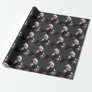 Tuxedo Kat Met Kerstman Festieve Kerstmis Cadeaupapier