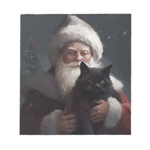 Tuxedo Kat Met Kerstman Festieve Kerstmis Notitieblok