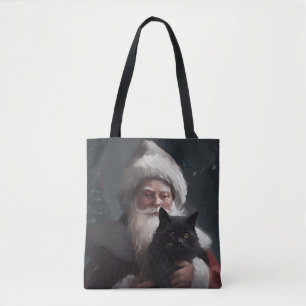 Tuxedo Kat Met Kerstman Festieve Kerstmis Tote Bag