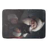 Tuxedo Kat Met Kerstman Festive Kerstmis Badmat (Voorkant)