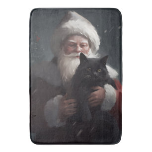 Tuxedo Kat Met Kerstman Festive Kerstmis Badmat