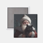 Tuxedo Kat Met Kerstman Festive Kerstmis Magneet (Voorkant / Achterkant)