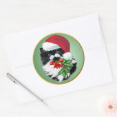 Tuxedo Kat met Kerstmis Ronde Sticker (Envelop)
