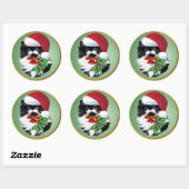 Tuxedo Kat met Kerstmis Ronde Sticker (Vel)