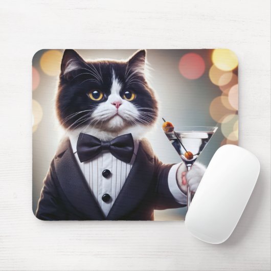 Tuxedo kat met Martini cocktail Muismat (Met muis)