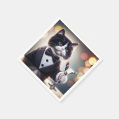 Tuxedo kat met Martini cocktail Servet (Hoek)