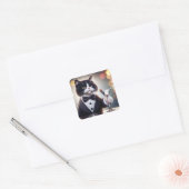 Tuxedo kat met Martini cocktail Vierkante Sticker (Envelop)