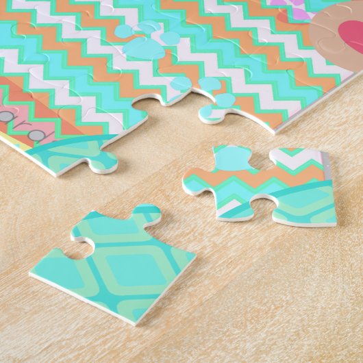 Tuxedo kat met muis speelgoed legpuzzel (Zijkant)