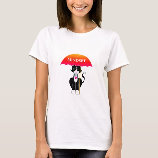 Tuxedo kat met paraplu t-shirt (Voorkant)