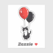 Tuxedo kat met rode en zwarte ballonnen sticker (Vel)
