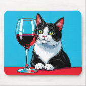 Tuxedo Kat Met Rode Wijn Muismat (Voorkant)