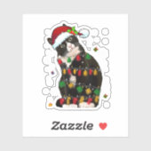 Tuxedo-kat met Santa Hat Funny-kerstlampjes Sticker (Vel)