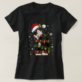 Tuxedo-kat met Santa Hat Funny-kerstlampjes T-shirt (Design voorkant)