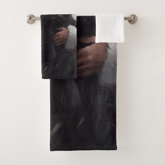 Tuxedo Kat Met Sinterklaas Feestelijke Kerstmis Bad Handdoek (Insitu)