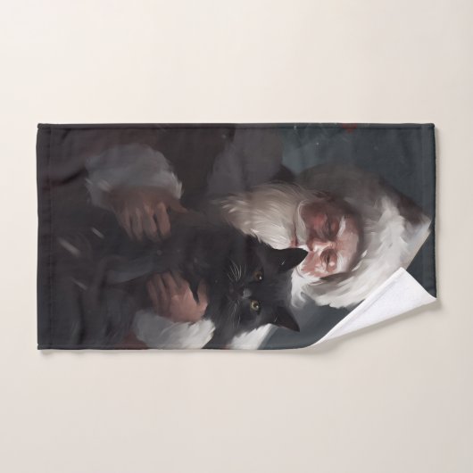 Tuxedo Kat Met Sinterklaas Feestelijke Kerstmis Bad Handdoek (Handdoek)