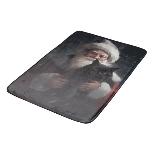Tuxedo Kat Met Sinterklaas Feestelijke Kerstmis Badmat (Gekanteld)