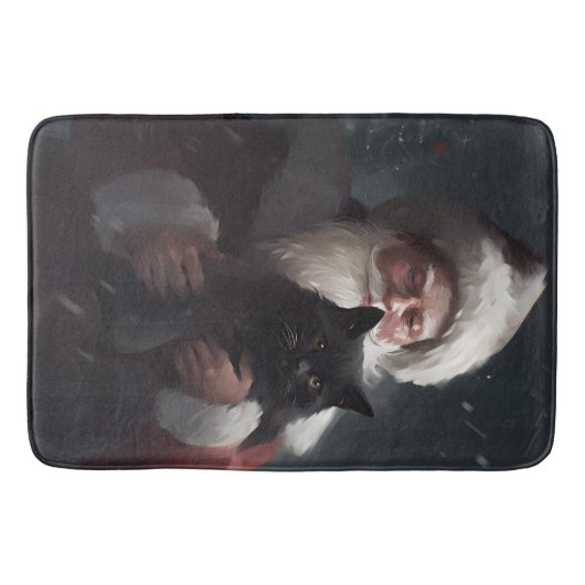 Tuxedo Kat Met Sinterklaas Feestelijke Kerstmis Badmat (Voorkant)
