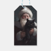 Tuxedo Kat Met Sinterklaas Feestelijke Kerstmis Cadeaulabel (Voorkant)
