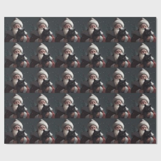 Tuxedo Kat Met Sinterklaas Feestelijke Kerstmis Cadeaupapier (Vlak)