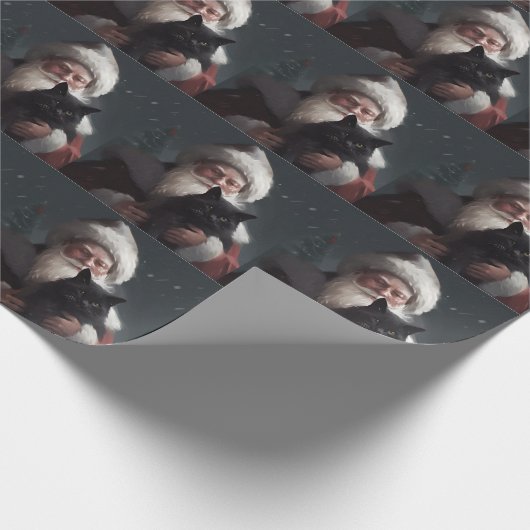 Tuxedo Kat Met Sinterklaas Feestelijke Kerstmis Cadeaupapier (Hoek)