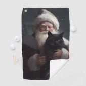 Tuxedo Kat Met Sinterklaas Feestelijke Kerstmis Golfhanddoek (Insitu)