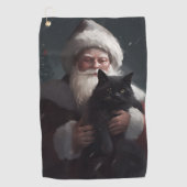 Tuxedo Kat Met Sinterklaas Feestelijke Kerstmis Golfhanddoek (Voorkant)