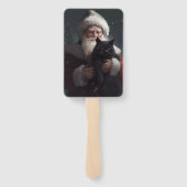 Tuxedo Kat Met Sinterklaas Feestelijke Kerstmis Handwaaier (Achterkant)