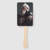 Tuxedo Kat Met Sinterklaas Feestelijke Kerstmis Handwaaier (Voorkant)