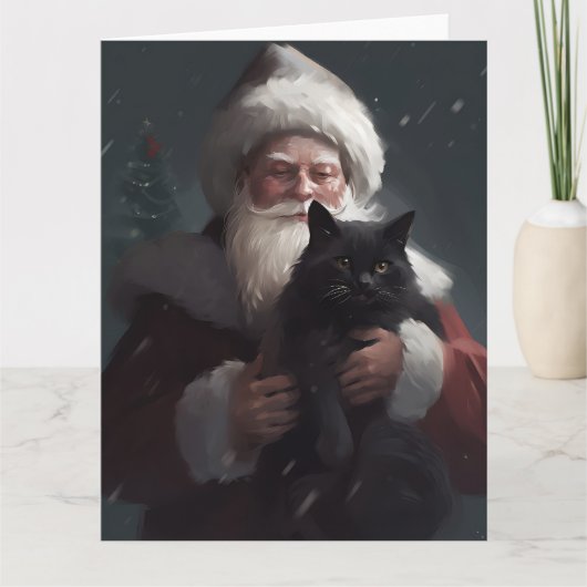 Tuxedo Kat Met Sinterklaas Feestelijke Kerstmis Kaart (Voorkant)
