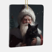 Tuxedo Kat Met Sinterklaas Feestelijke Kerstmis Keramisch Ornament (Rechts)