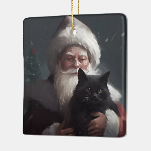 Tuxedo Kat Met Sinterklaas Feestelijke Kerstmis Keramisch Ornament (Links)