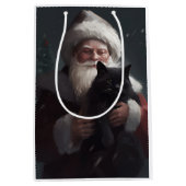 Tuxedo Kat Met Sinterklaas Feestelijke Kerstmis Medium Cadeauzakje (Voorkant)