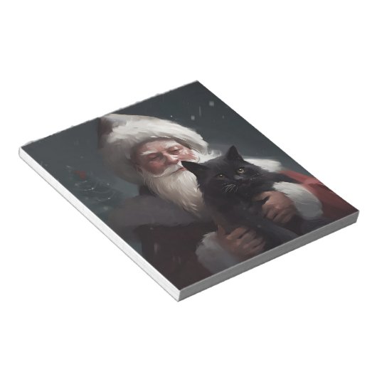 Tuxedo Kat Met Sinterklaas Feestelijke Kerstmis Notitieblok (Schuin)